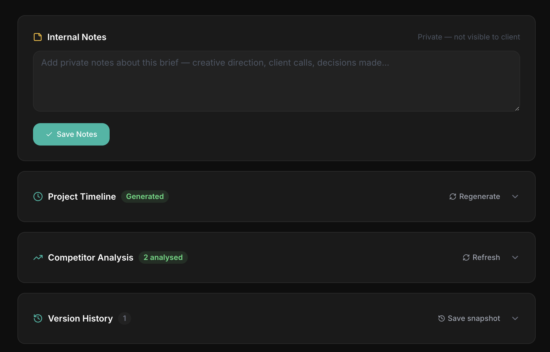Brief Generation with Internal Notes
